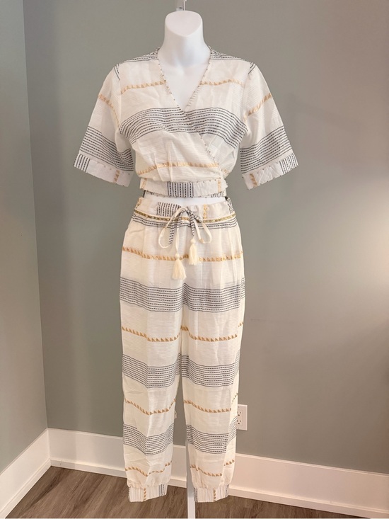 TAJ by Sabrina Crippa Pants - TAJ by Sabrina Crippa Cool Girl Cotton Set Wrap Top + Jogger Pants S/M NWT $400
